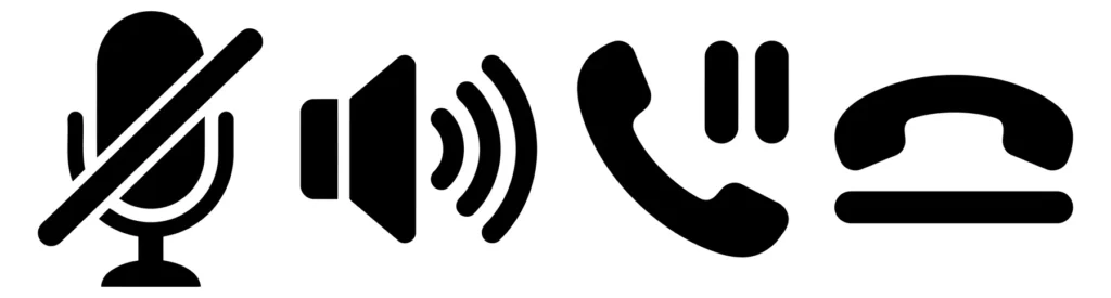 communication and audio control icons for phone and video calls