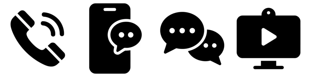 communication and media icons for messaging and video streaming