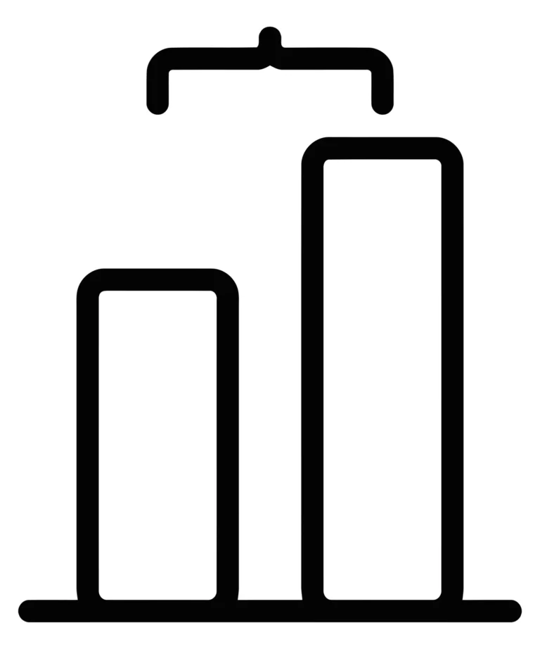 comparison of two bar chart columns with a bracket icon