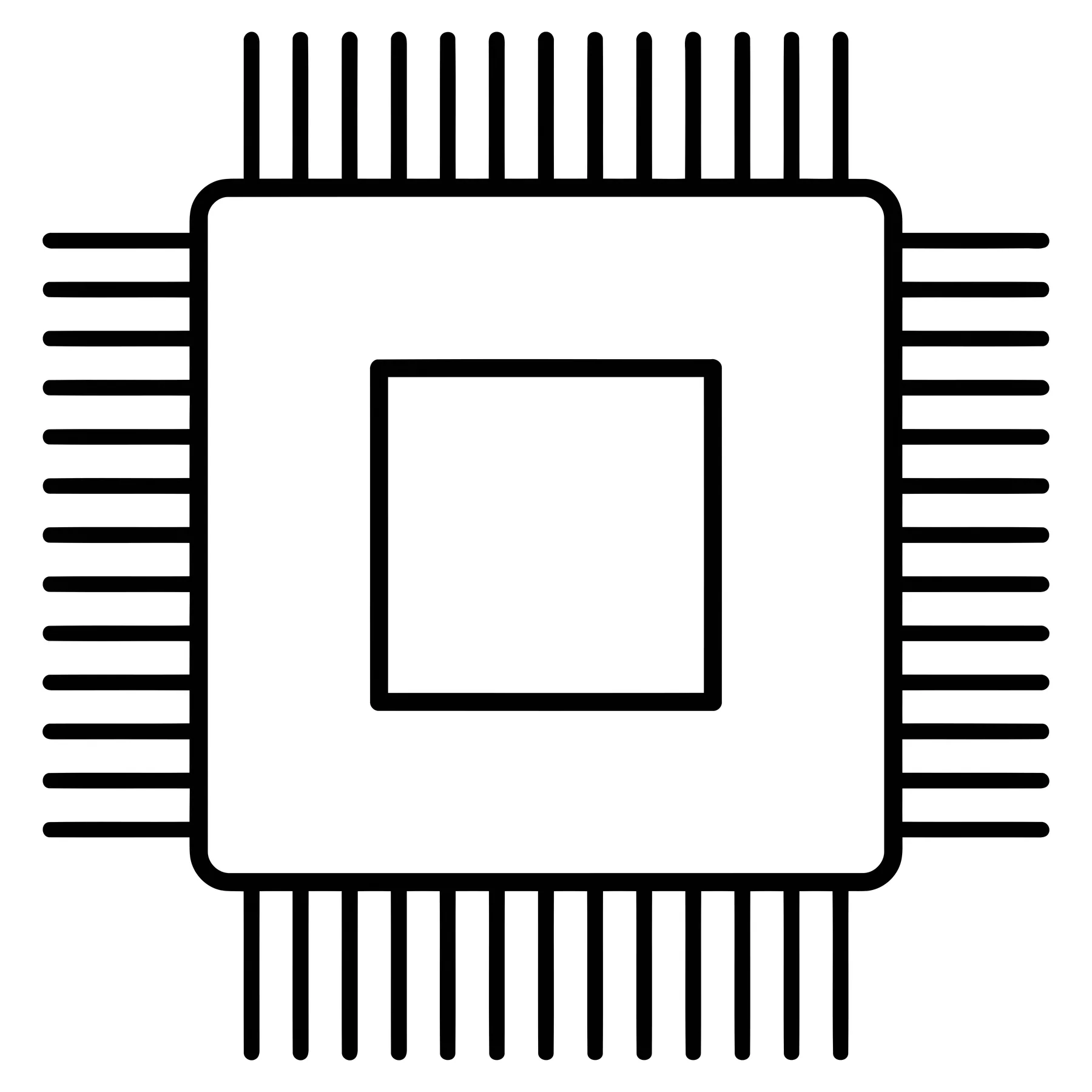 Minimalist Computer Processor Chip Icon