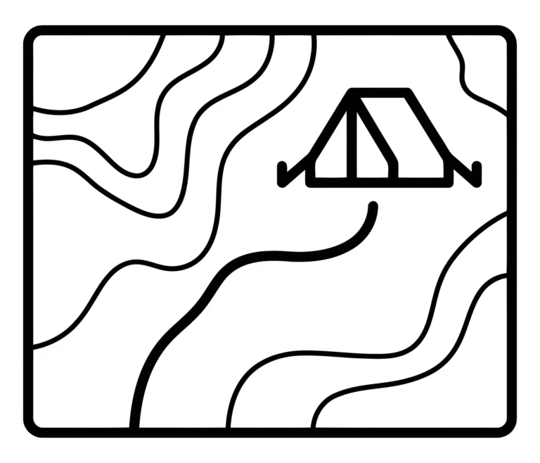 Contour Map with Tent Icon and Path Line Vector Illustration