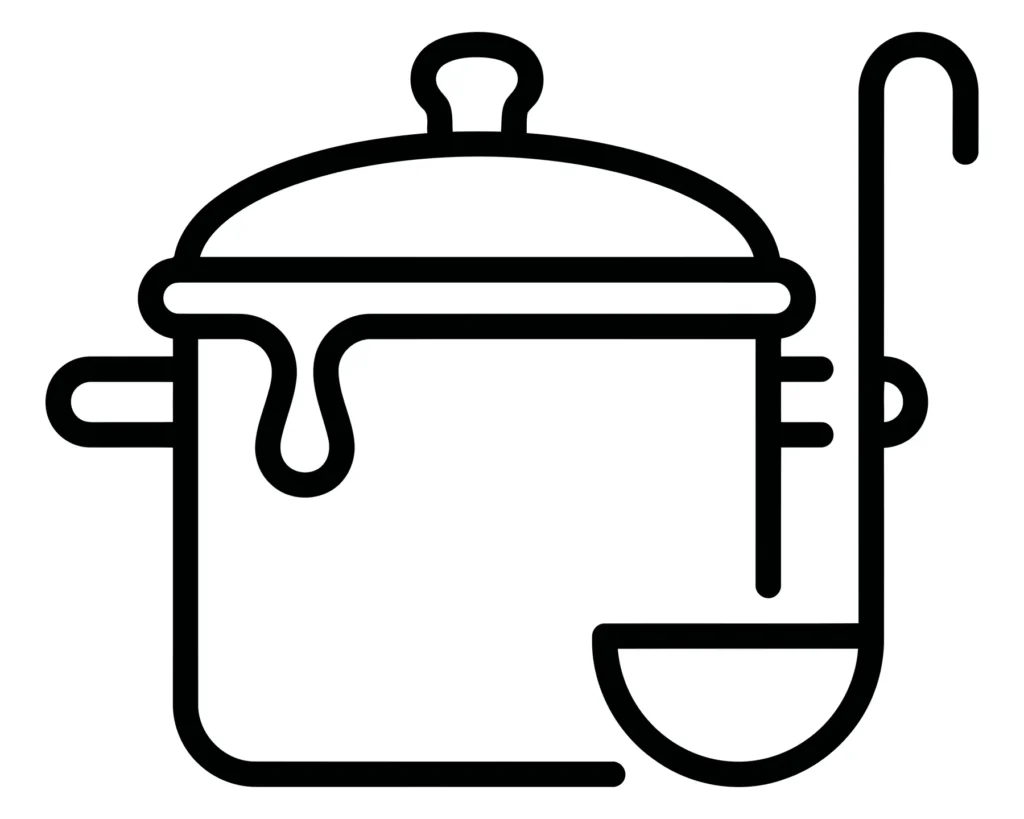 cooking pot with ladle icon