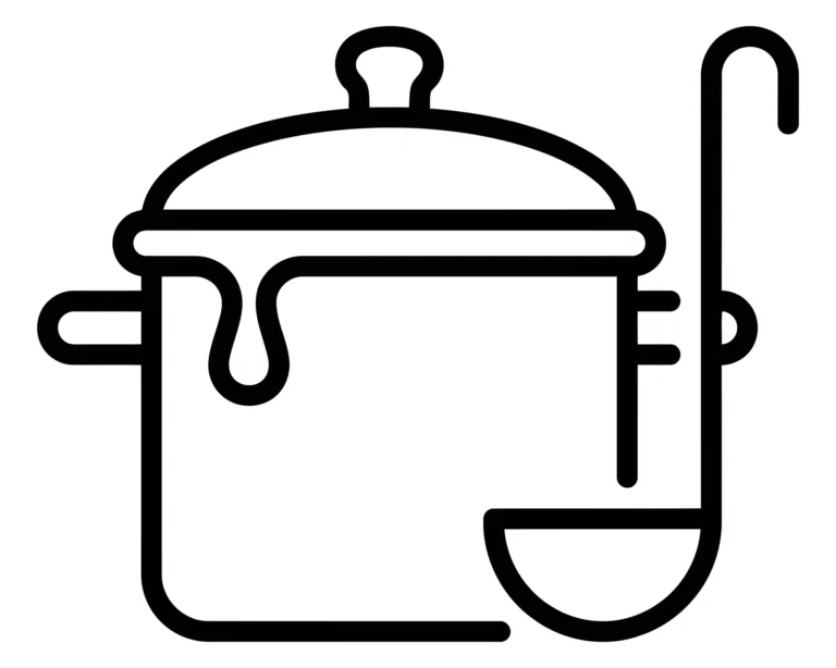 cooking pot with ladle icon