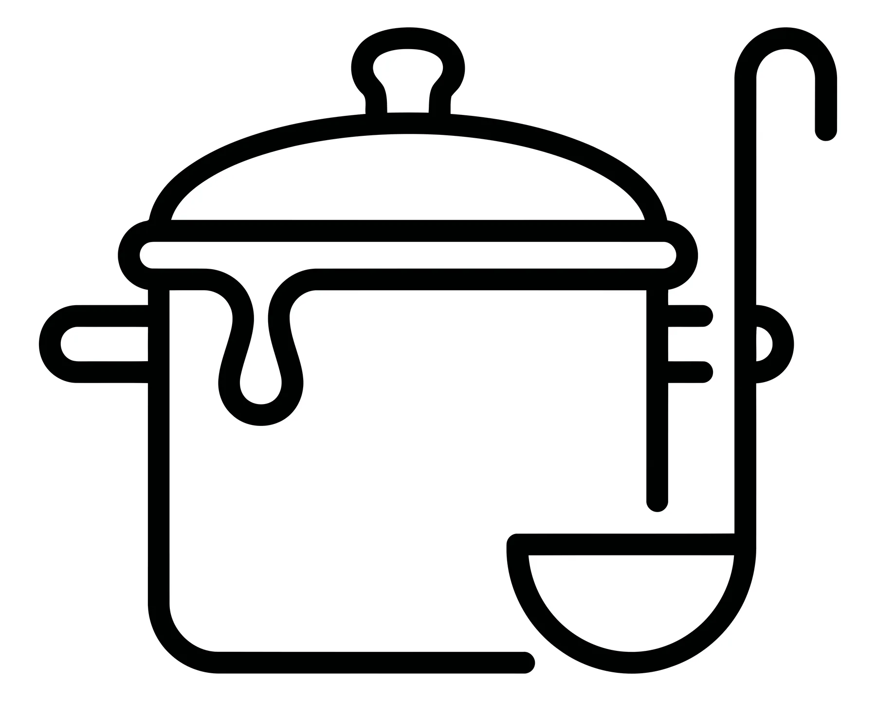 Black and White Cooking Pot with Ladle Icon
