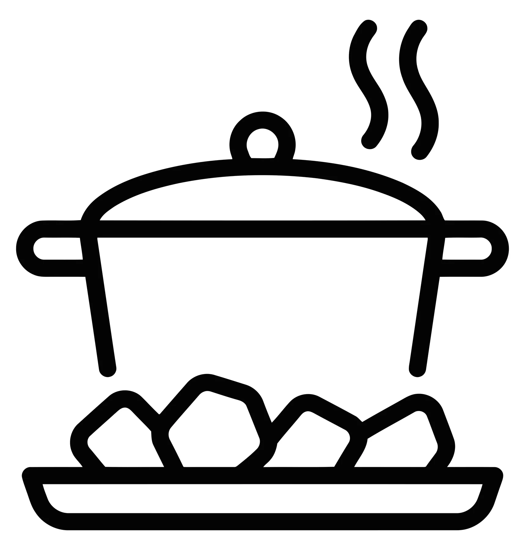 Steaming Cooking Pot with Food Ingredients Icon