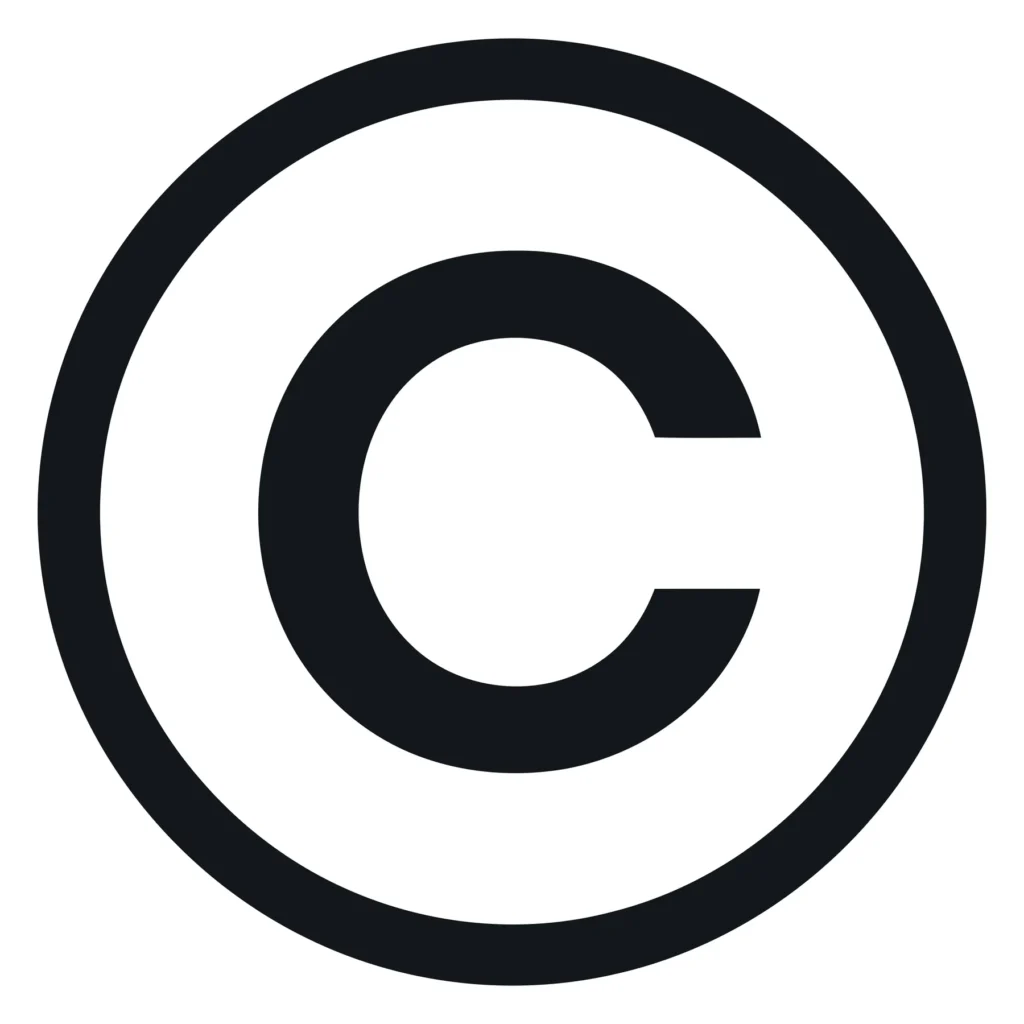 copyright symbol, legal intellectual property icon