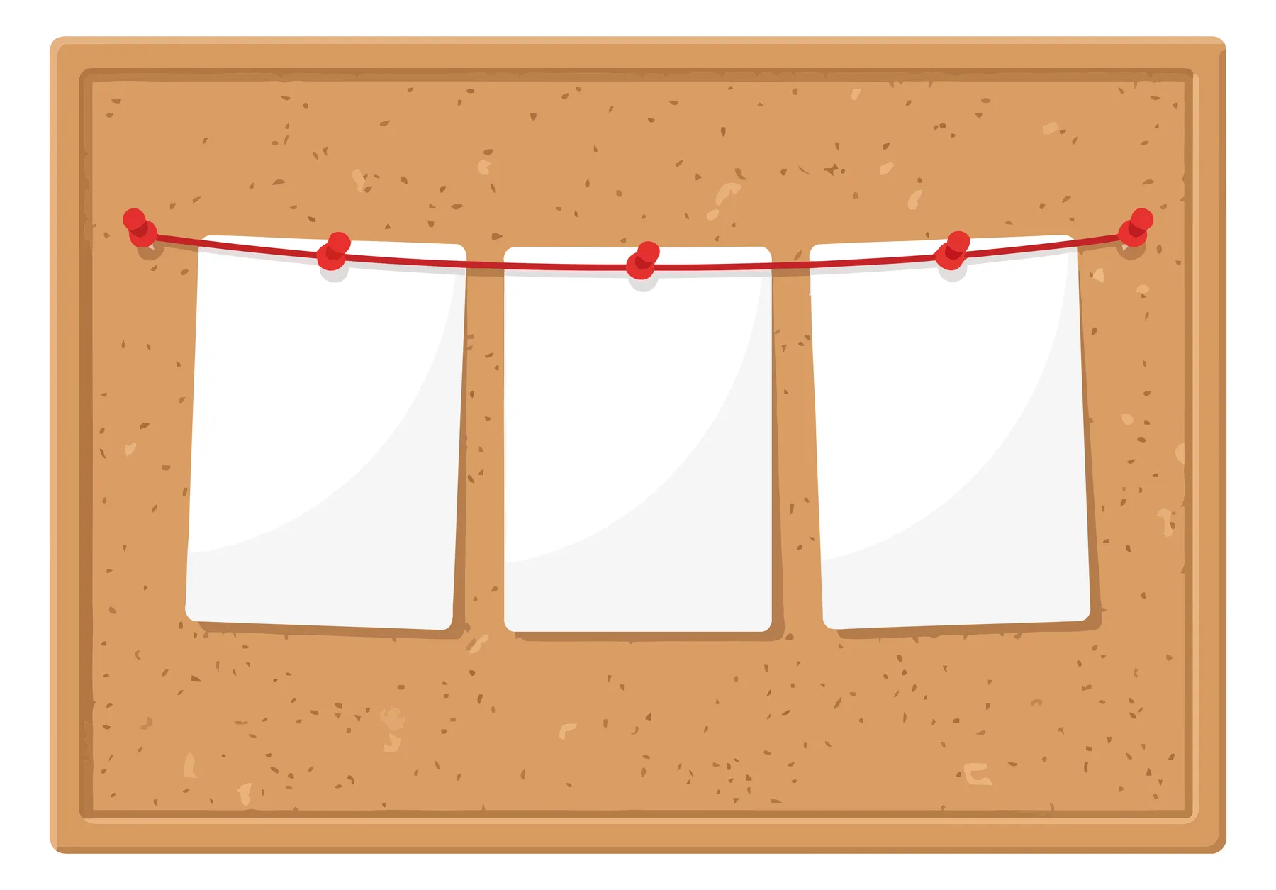 Cork Bulletin Board with Three Blank Paper Notes