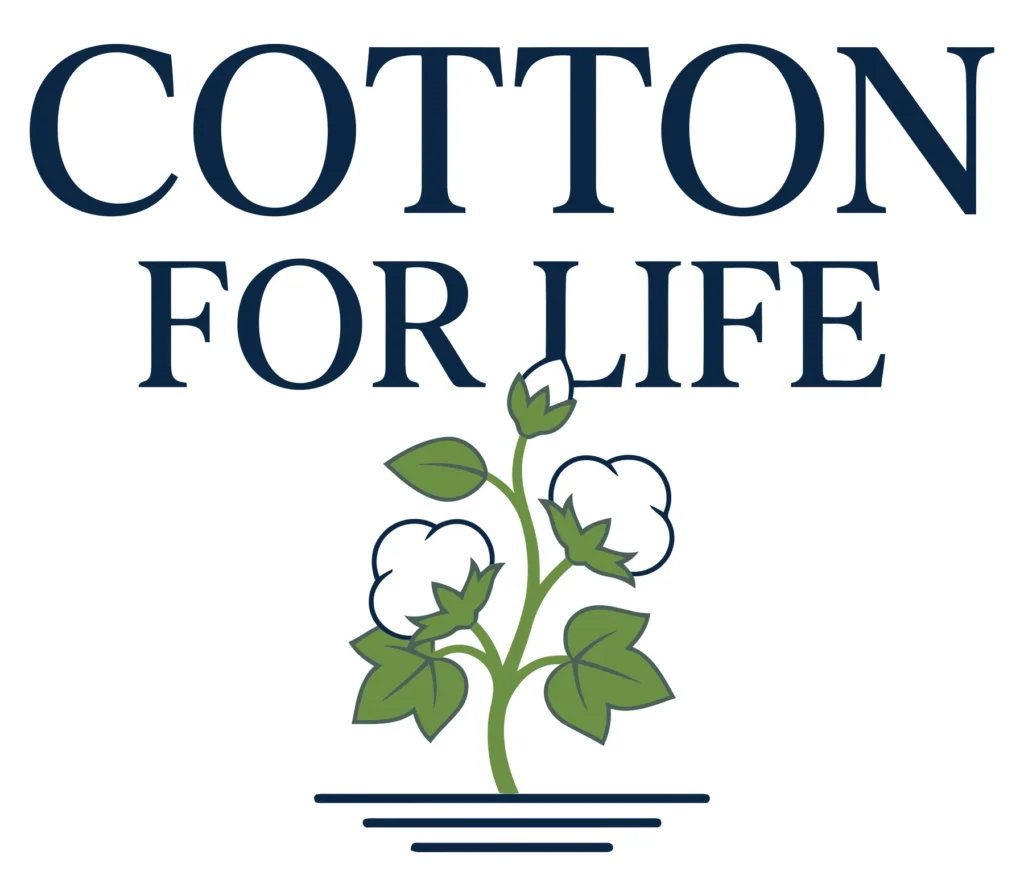 cotton for life logo with cotton plant illustration