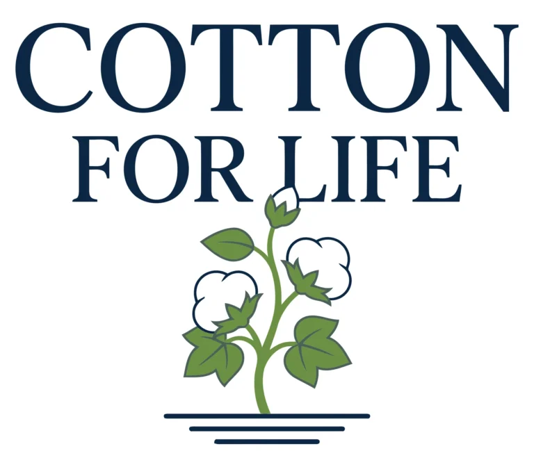 cotton for life logo with cotton plant illustration