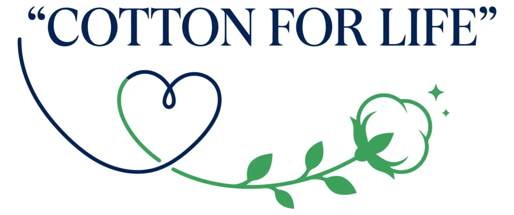 Cotton for Life Slogan with Heart and Plant Illustration cotton for life slogan with heart and cotton plant illustration