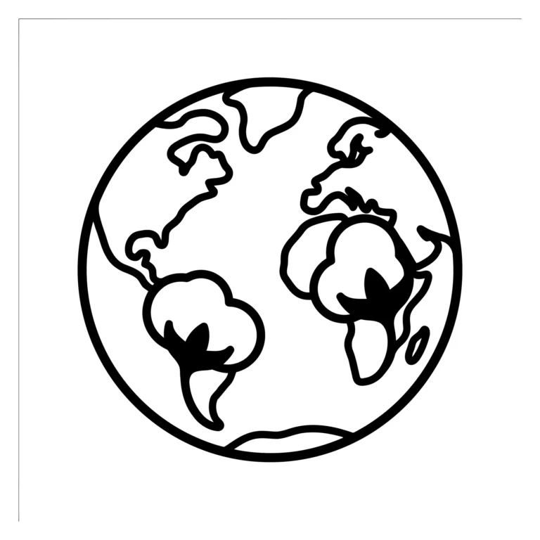 Cotton Plant Icon on Globe for Global Agriculture