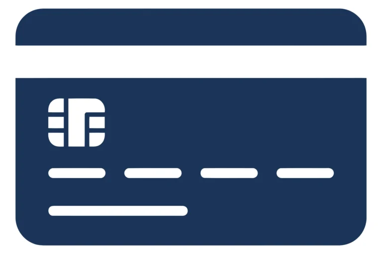 Flat Design Credit Card Icon in Dark Blue