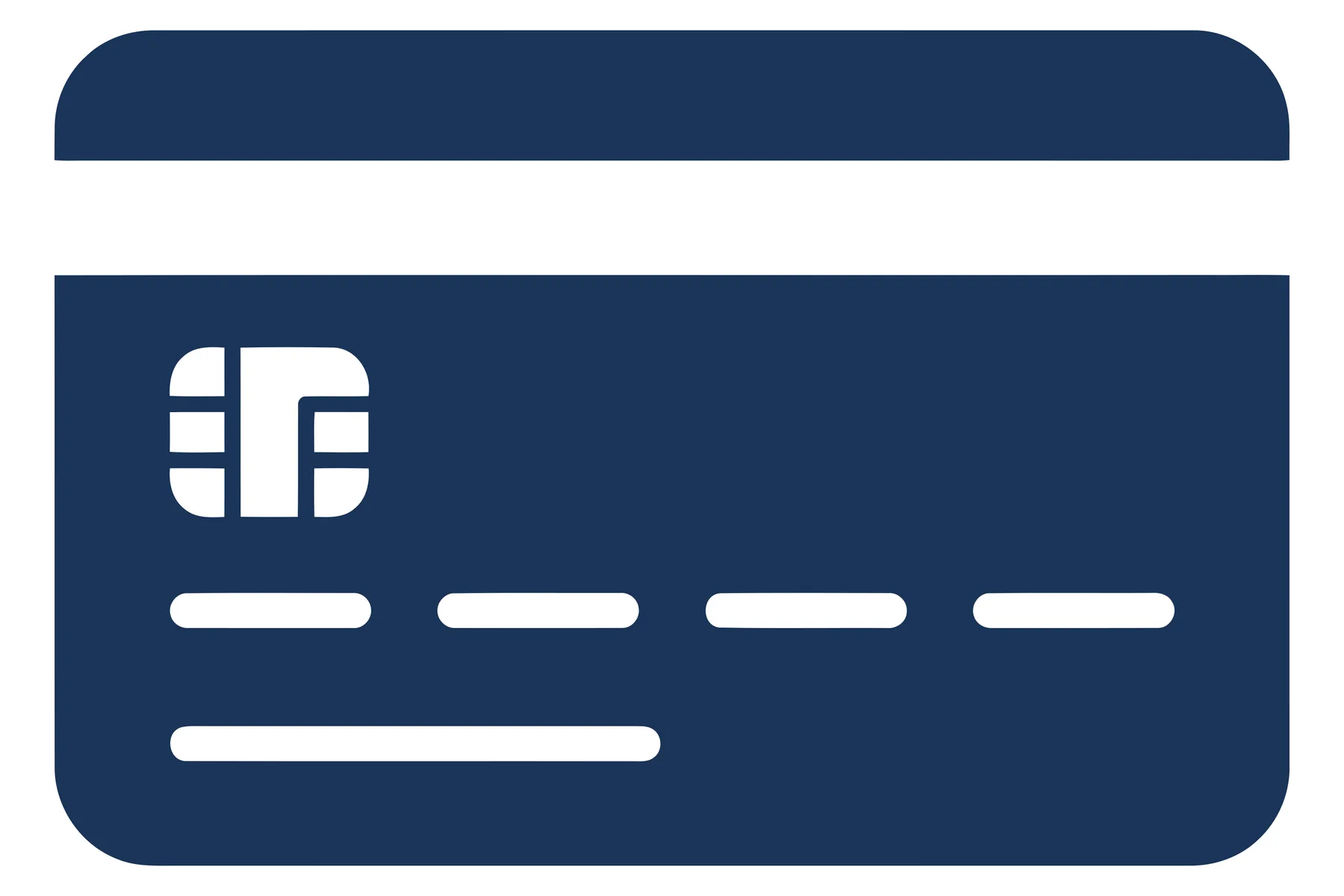 Flat Design Credit Card Icon in Dark Blue