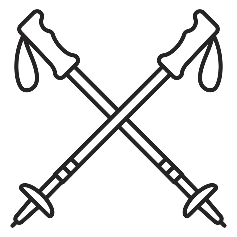 Crossed Trekking Poles Line Art Icon