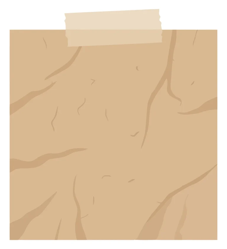 crumpled paper note with adhesive tape