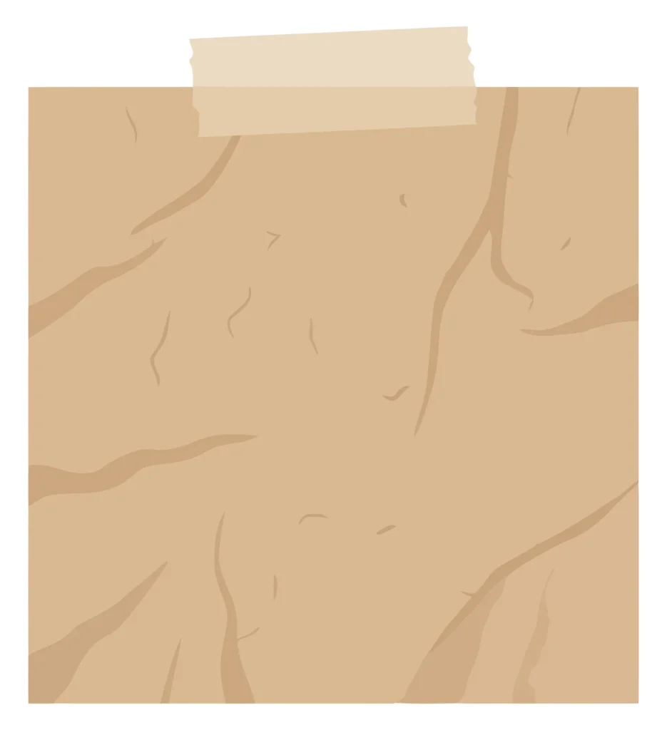 crumpled paper note with adhesive tape