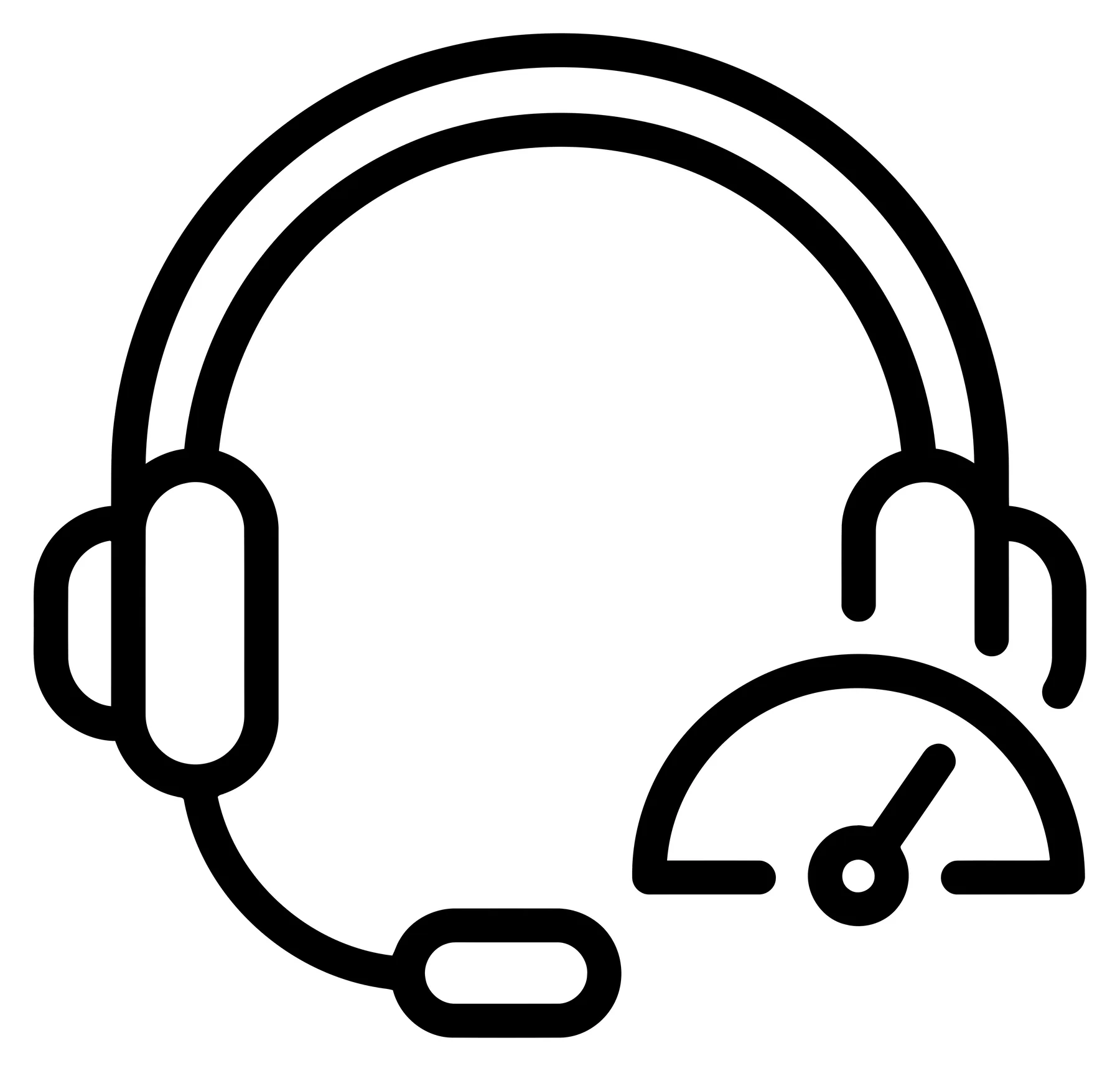 Customer Support Headset Icon with Speed Gauge Symbol
