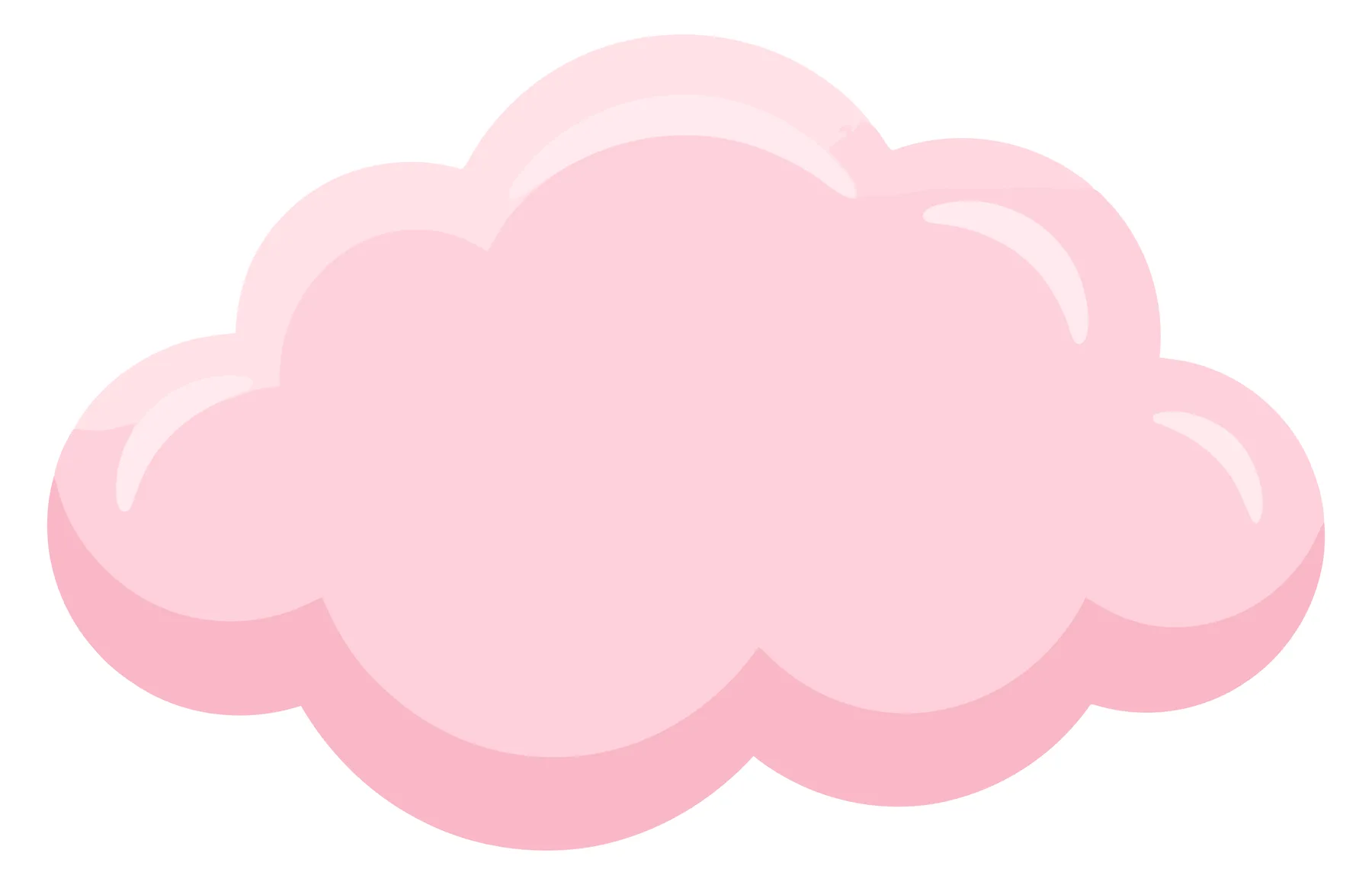 Cute Fluffy Pink Cloud in Cartoon Style