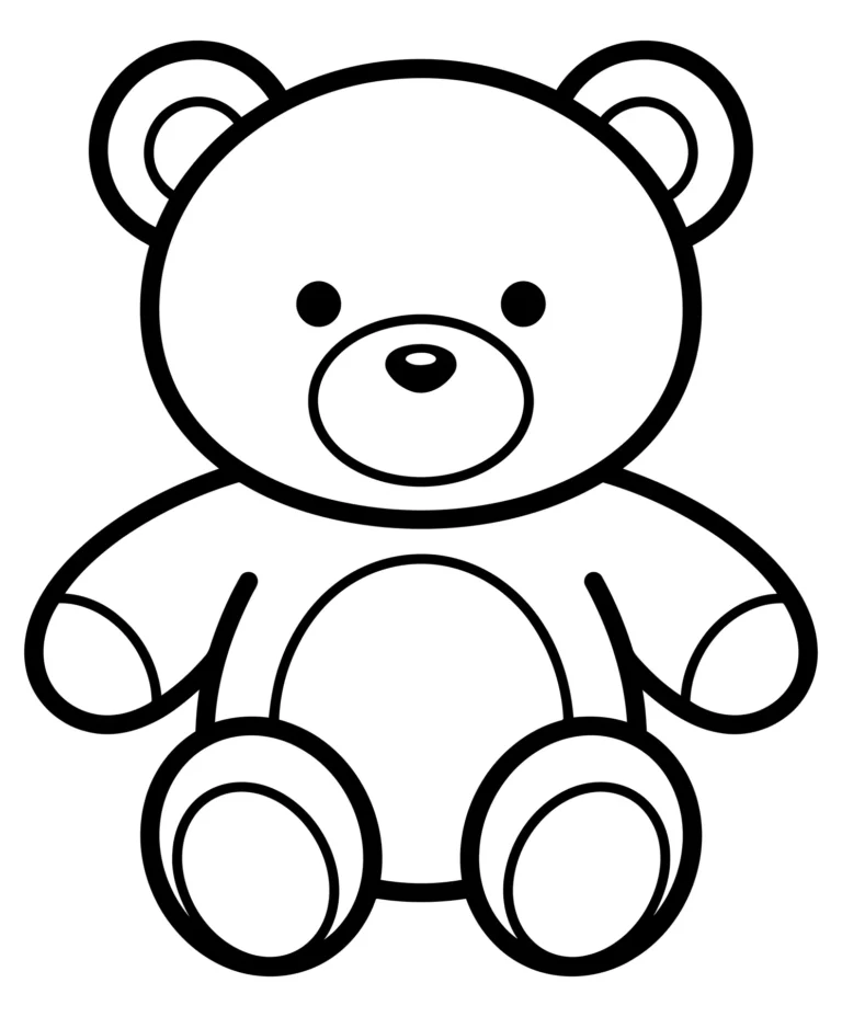 cute teddy bear toy outline vector illustration