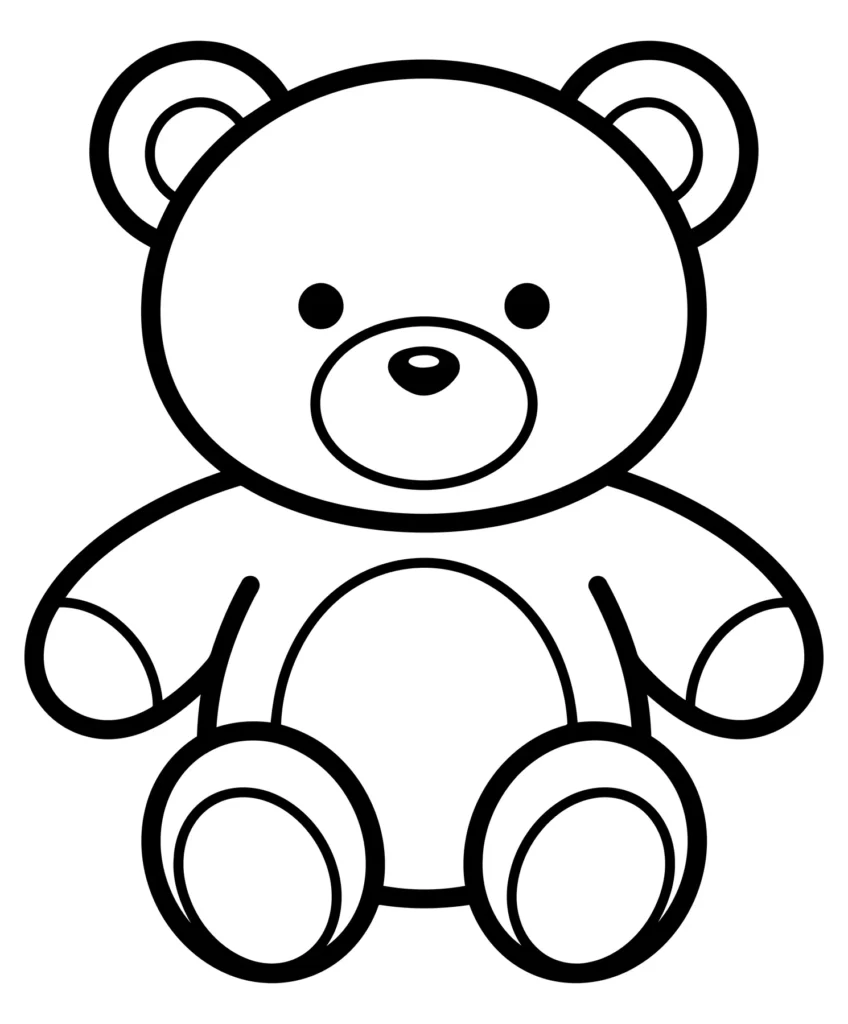 cute teddy bear toy outline vector illustration