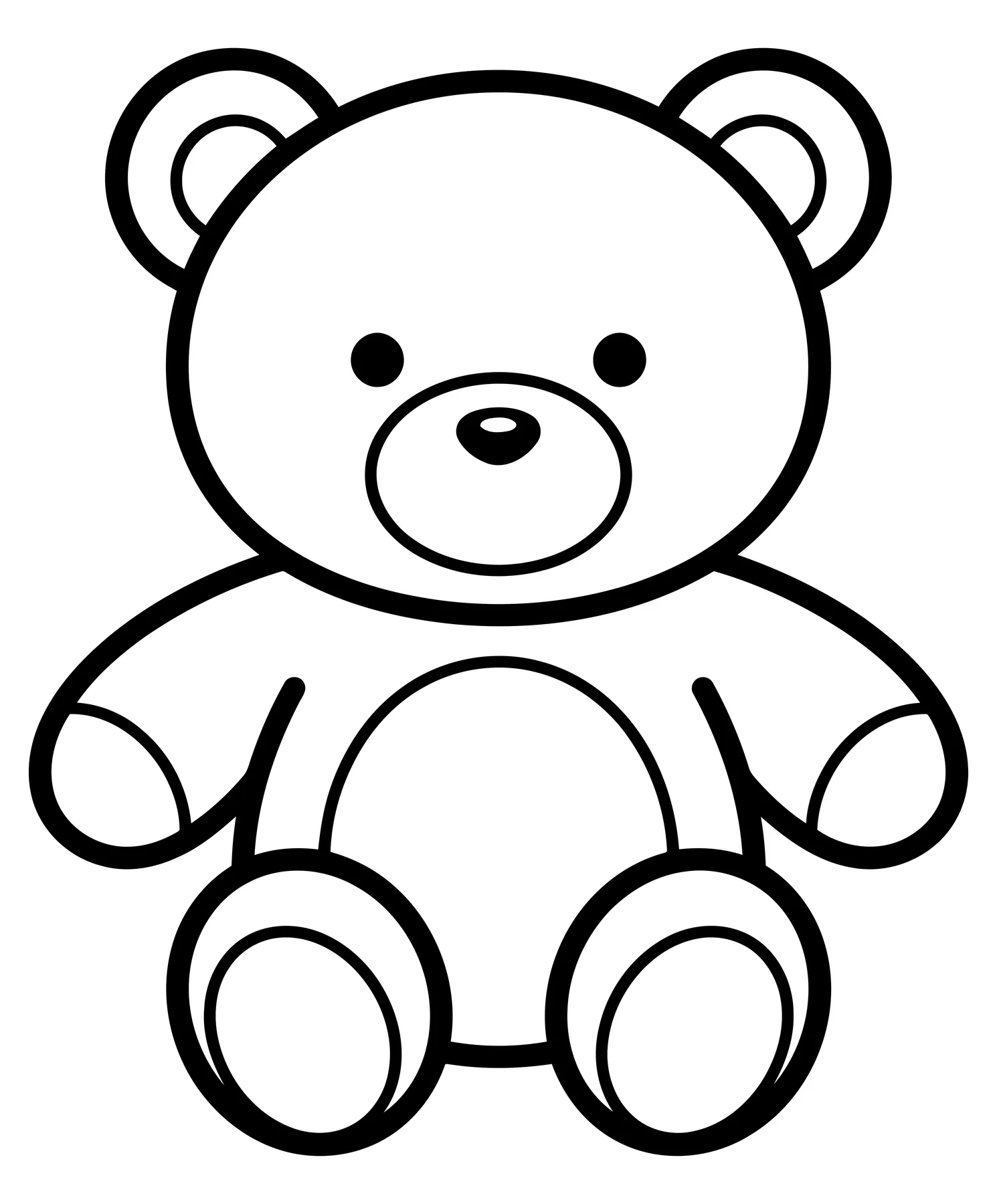 Cute Teddy Bear Outline Vector Illustration