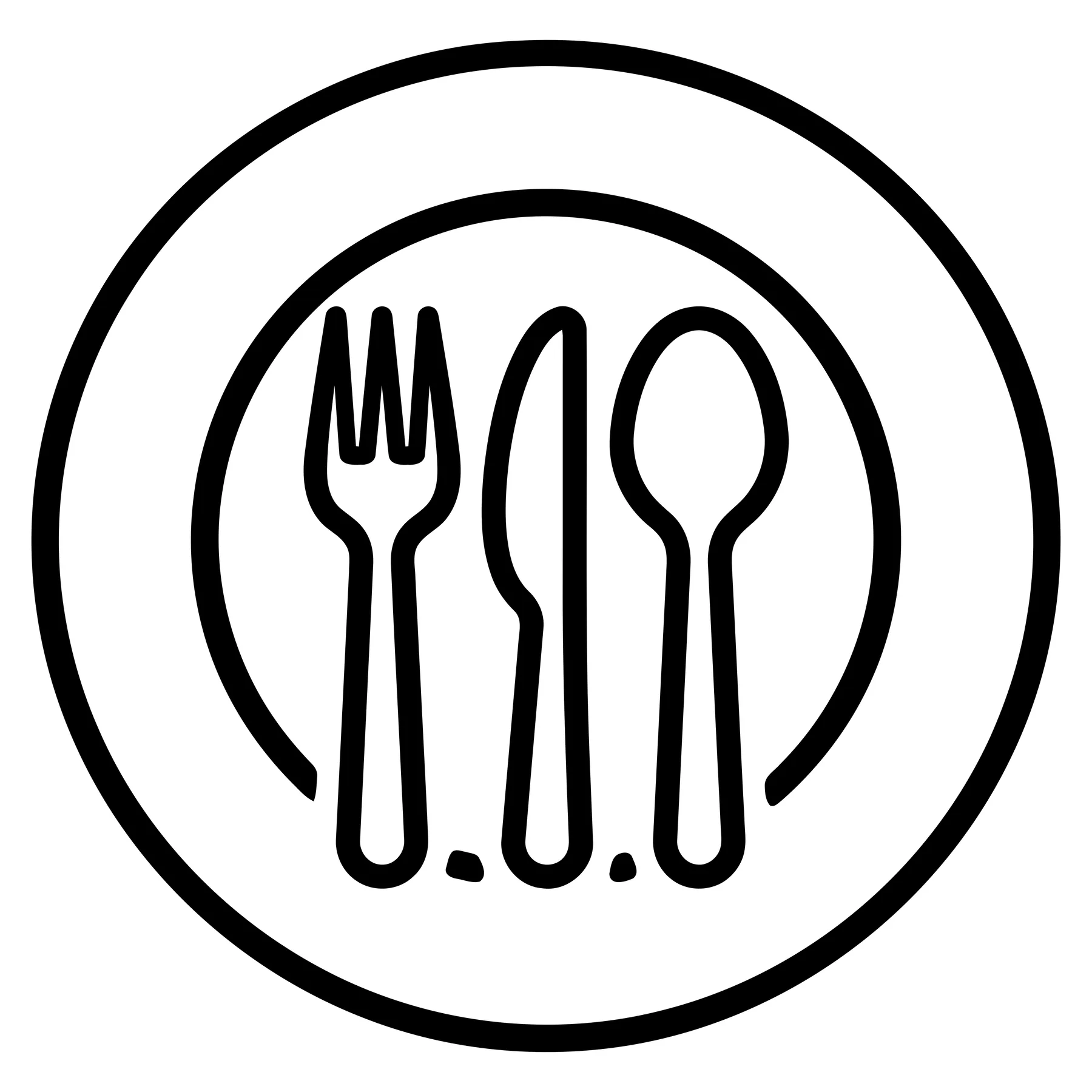Minimalist Cutlery Icon on Plate Vector Illustration