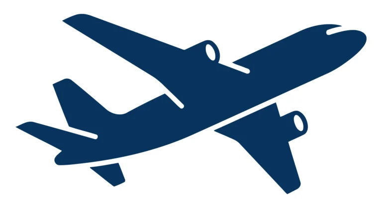 Dark Blue Commercial Airplane Silhouette in Flight