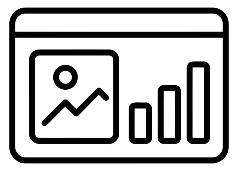 dashboard interface icon with image placeholder and bar chart