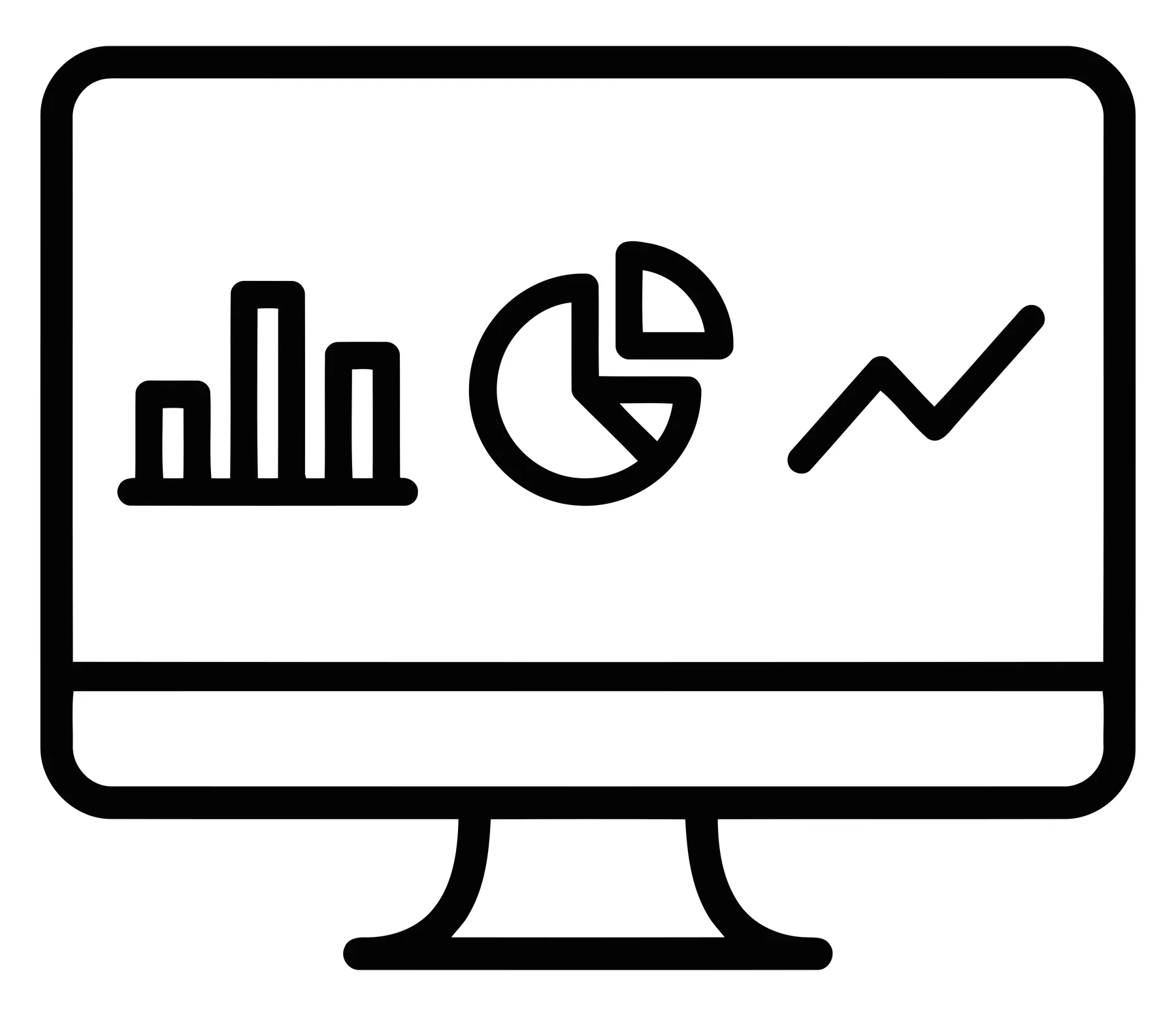 data analytics dashboard icon with charts and graphs