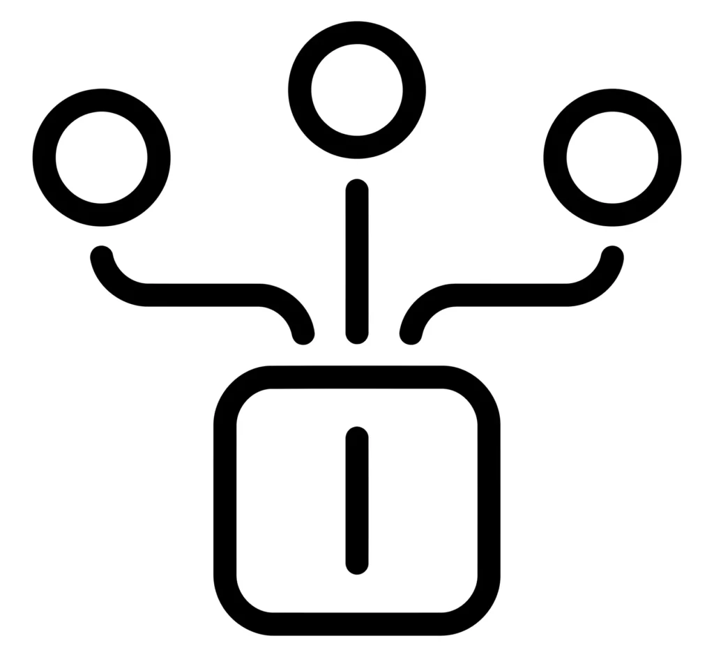 data integration icon, multiple sources merging into one central unit