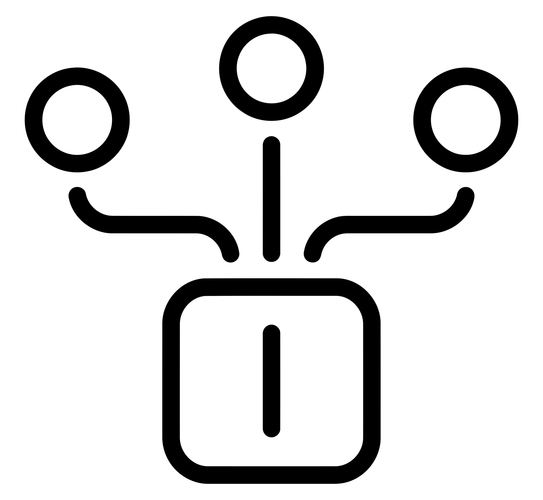 Data Integration Icon with Multiple Sources Merging into Central Unit
