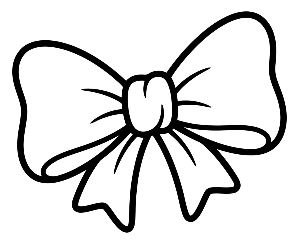 decorative gift ribbon bow, simple line art illustration