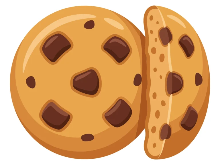delicious chocolate chip cookie with a broken piece next to it