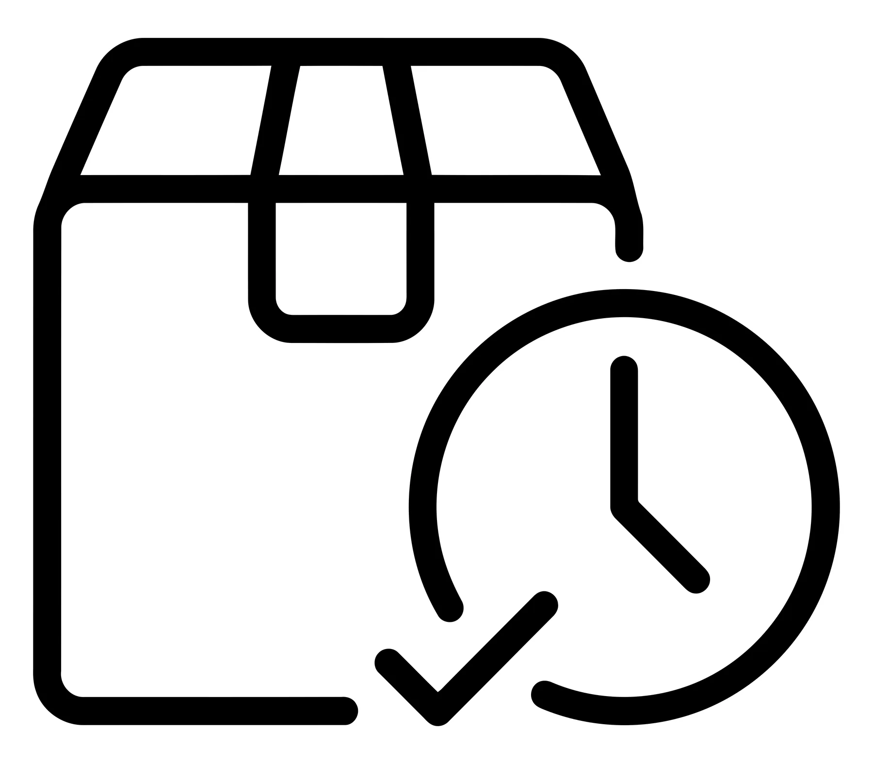 Package Delivery Time Icon with Clock and Checkmark