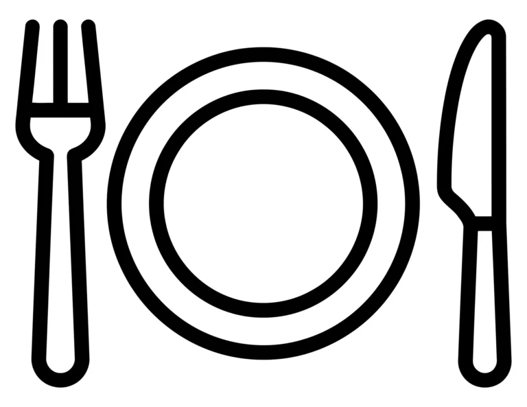 dining icon set, fork, plate and knife symbol