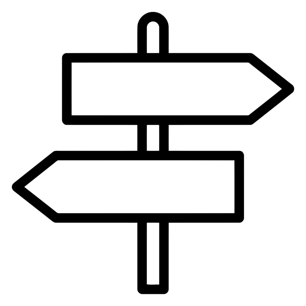 directional signpost with two blank arrows pointing in opposite directions