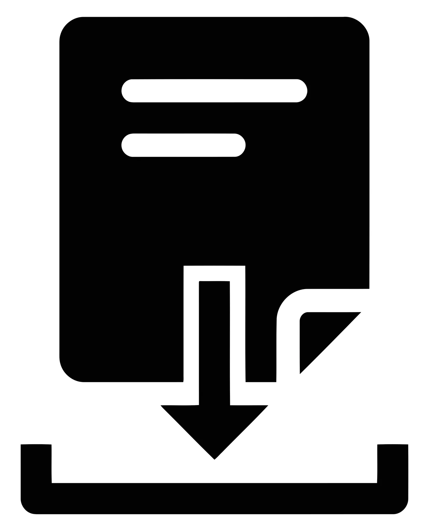 Flat Vector Icon of Document Download with Arrow