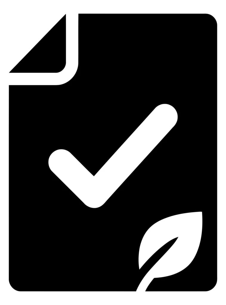 document icon with a checkmark and a leaf, symbol of ecofriendly certification, green policy, and sustainable compliance, vector illustratio