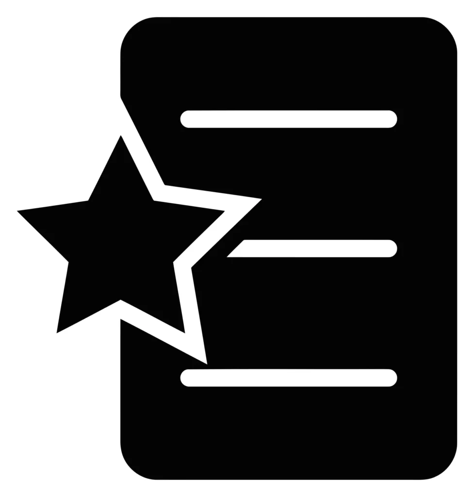 document list icon with a star symbol for favorites or important items