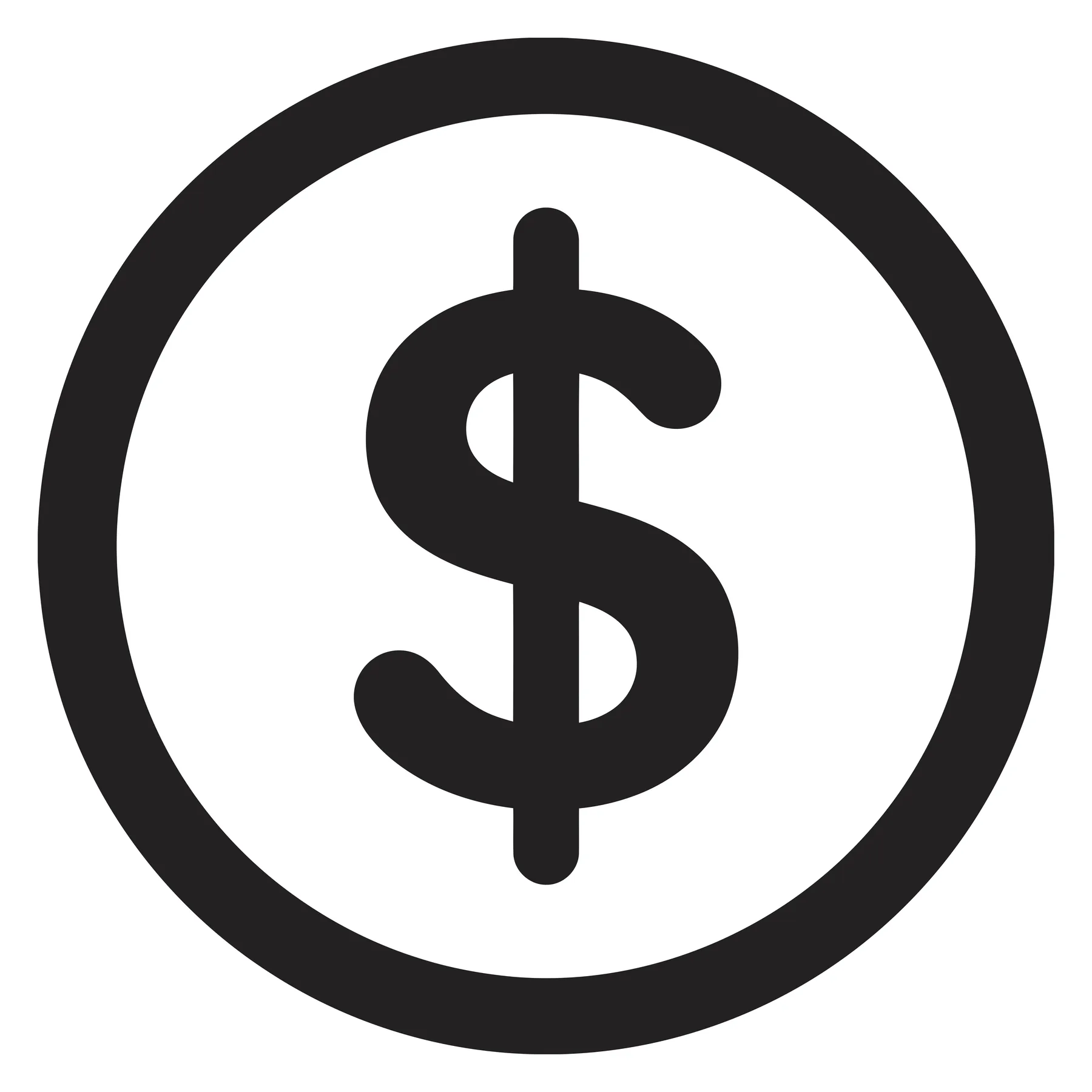 Black Dollar Sign Icon in Circle Vector