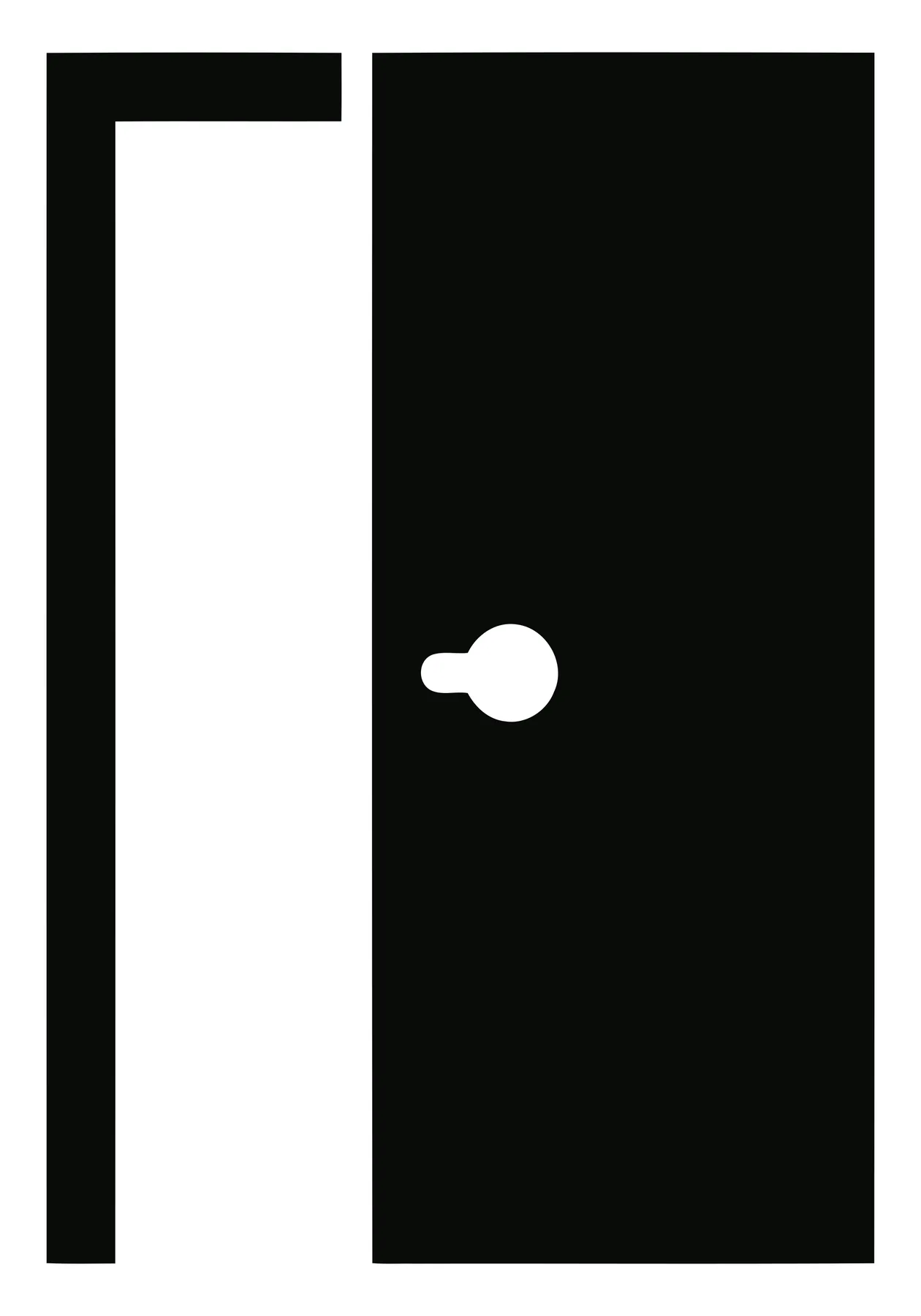 Black Door Icon with Handle Symbol