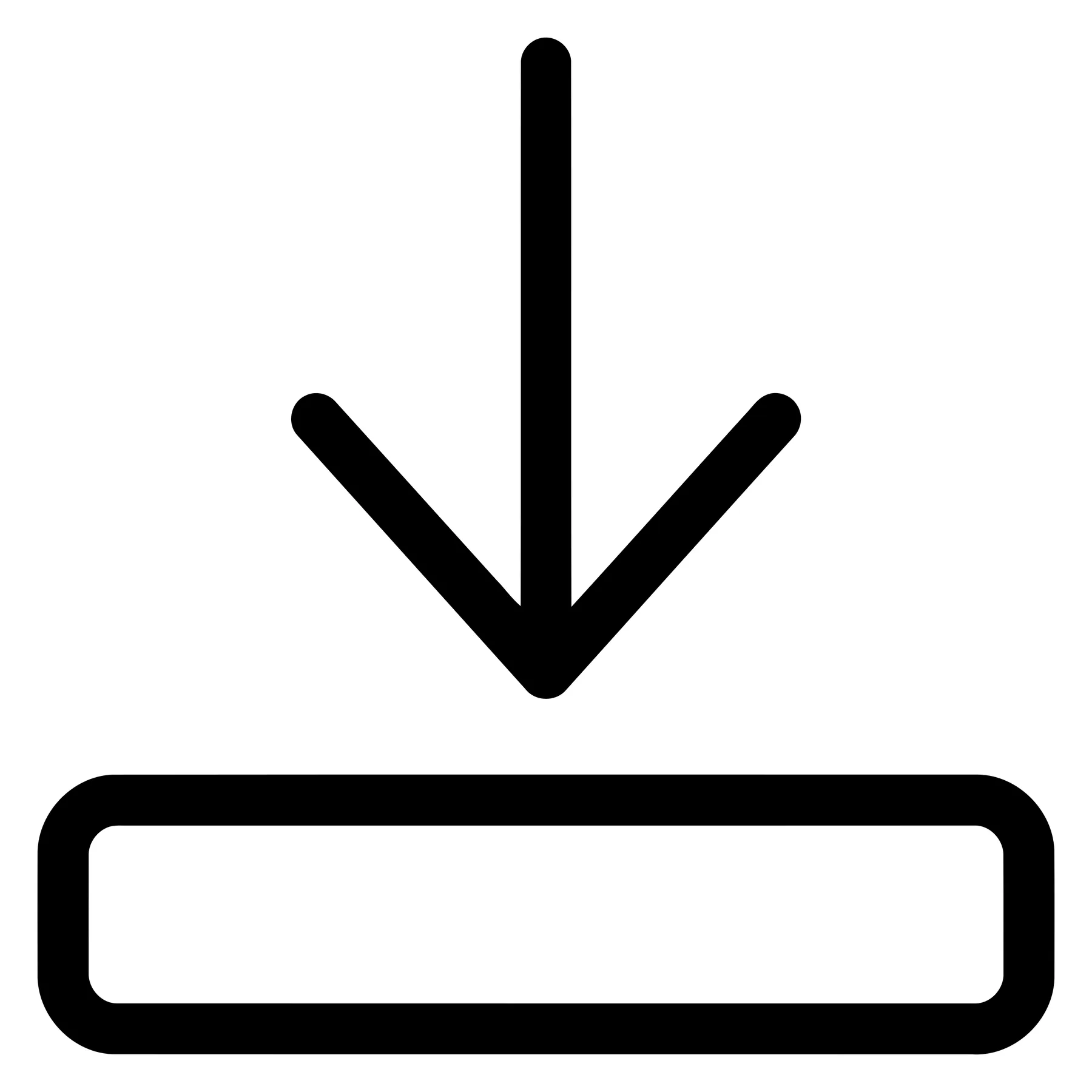 Black Outline Download Arrow Icon on Rectangle