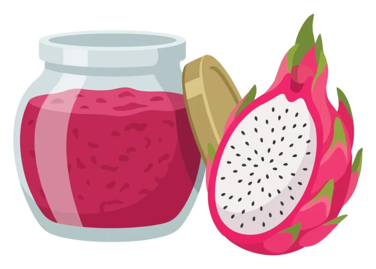 dragon fruit jam jar isolated on white background