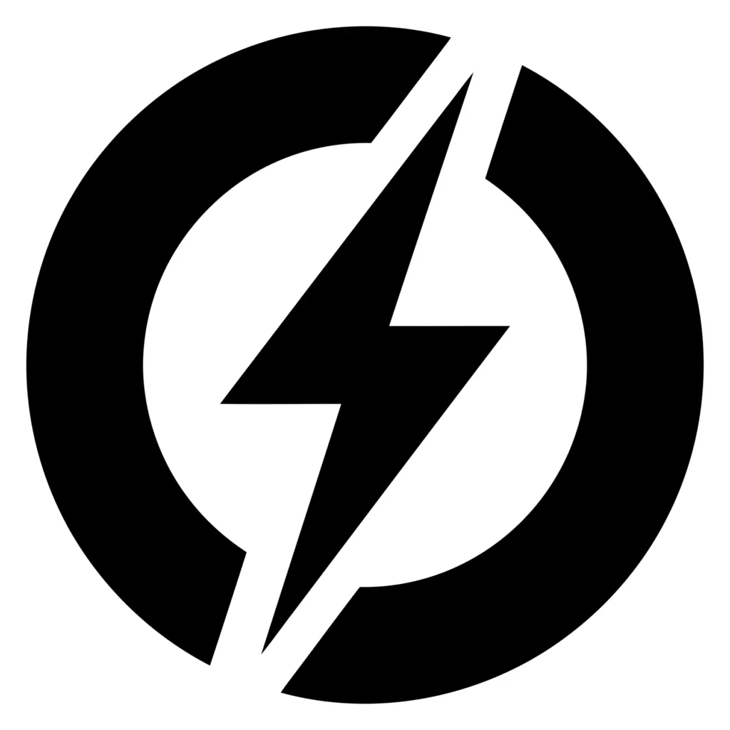 electric power bolt icon inside a circle, representing energy, electricity, and technology