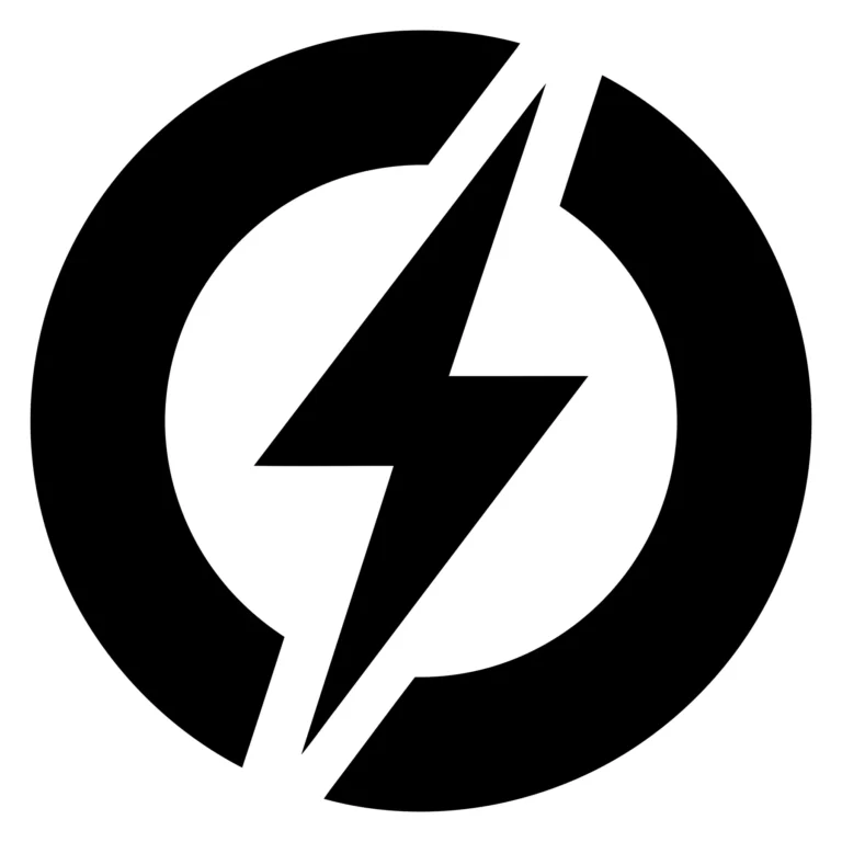 electric power bolt icon inside a circle, representing energy, electricity, and technology