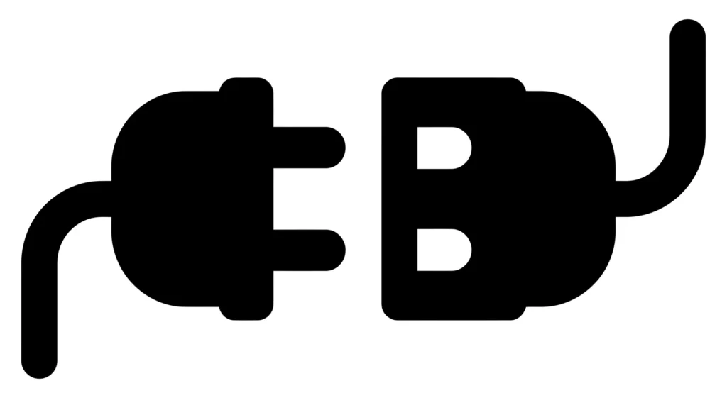 electrical plug and socket icon, power connection symbol, flat vector illustration