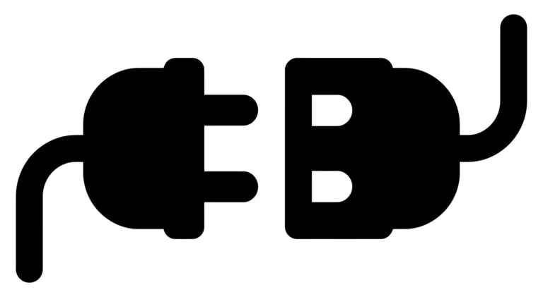 electrical plug and socket icon, power connection symbol, flat vector illustration