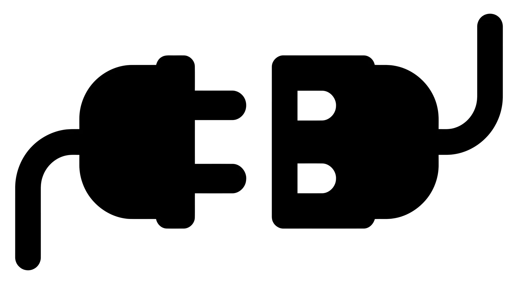 Black Electrical Plug and Socket Icon Vector