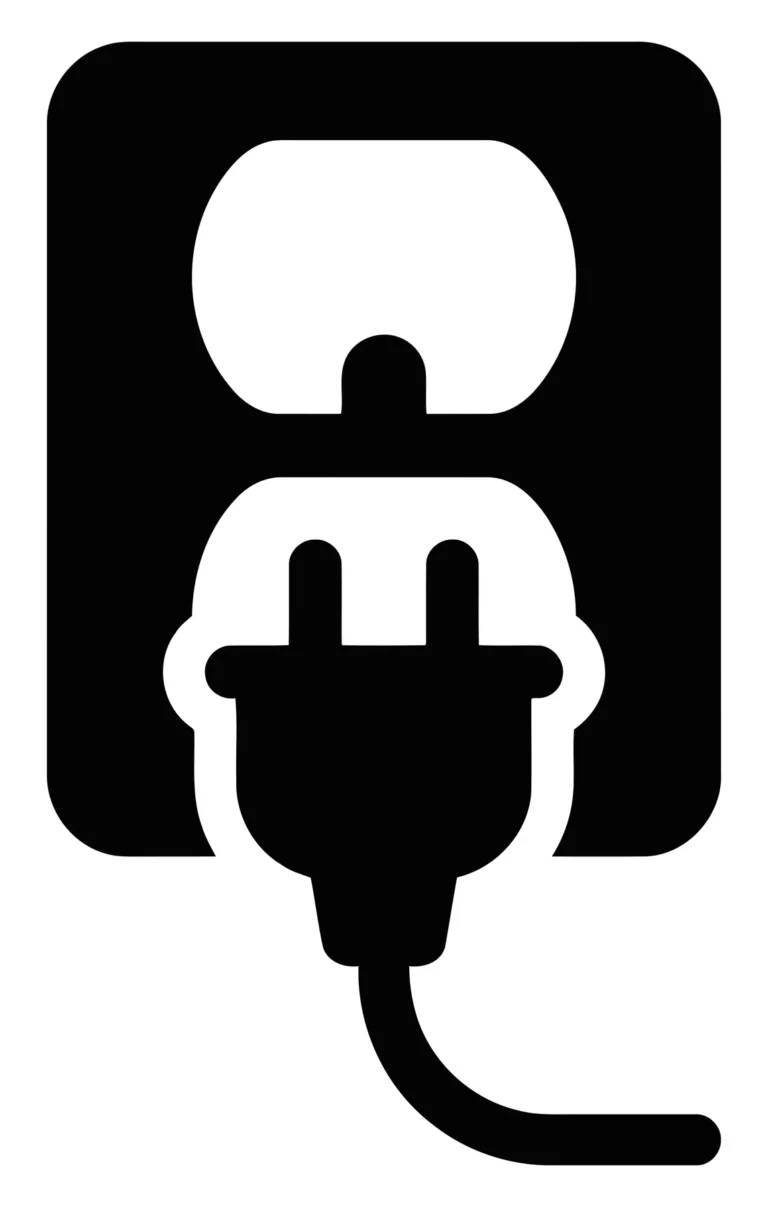 electrical plug inserted into a wall outlet icon