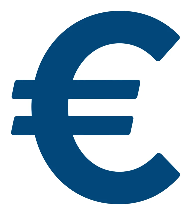 Euro Currency Symbol Icon in Blue Vector Design
